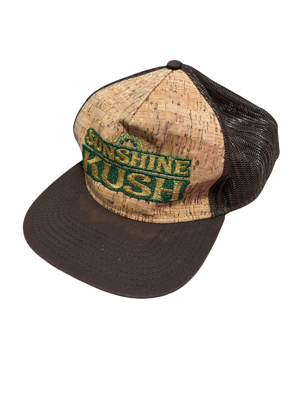OTTO Men's Cork Front Trucker Hat in Brown and Green